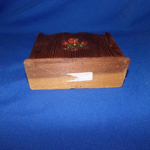 Vintage Authentic California Redwood Napkin Holder Note Box - Picture 3 of 8